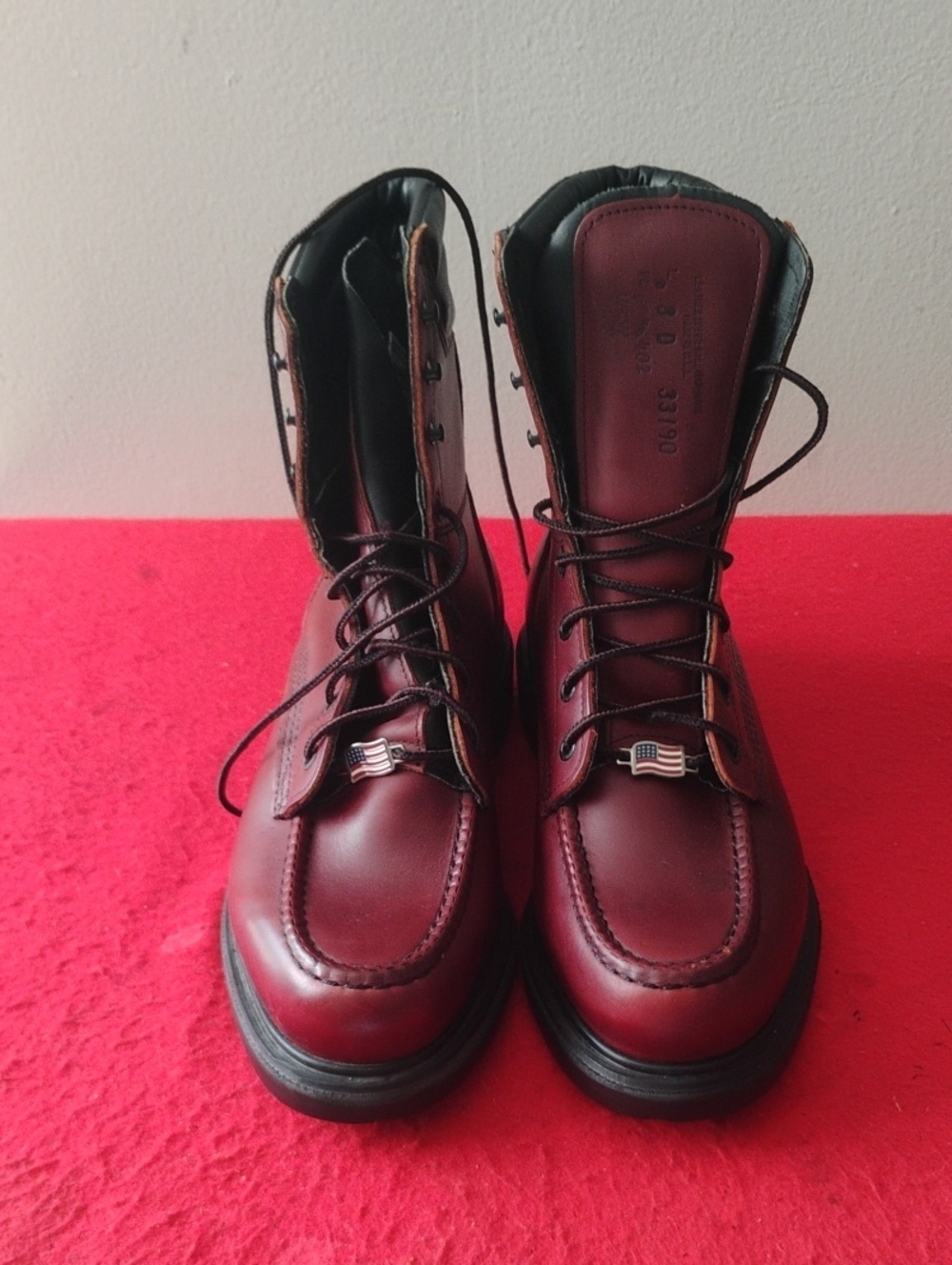 Red Wing Shoes Men's Burgundy Moc Toe Lace-Up Boots